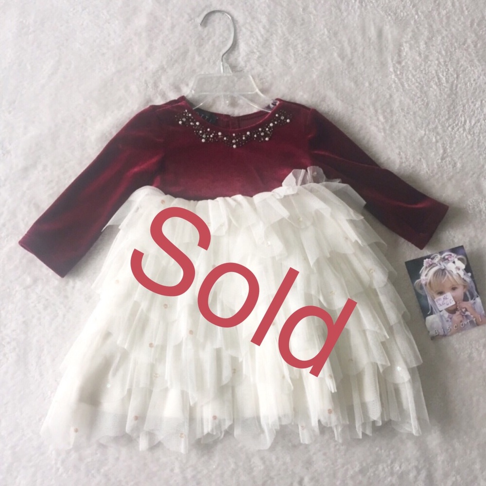Brand New! Formal Baby dress | Burgundy and Cream